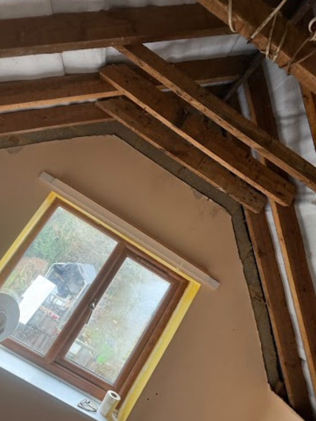 Roof room stripped back to exposed rafters and insulation in Wimborne, Dorset